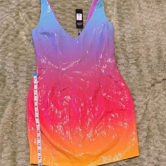 Fashion Nova women’s small rainbow Sequin Mini Dress - Picture 7 of 16